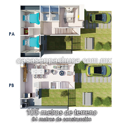casas infonavit 3 recámaras en pachuca junto a estado de méxico plano